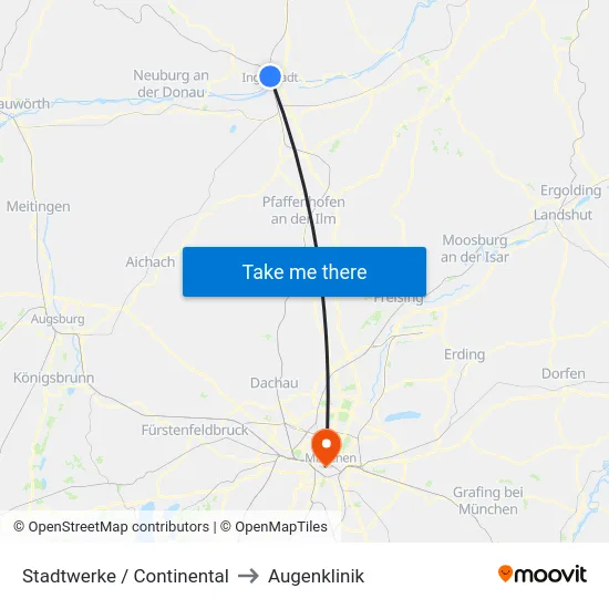 Stadtwerke / Continental to Augenklinik map