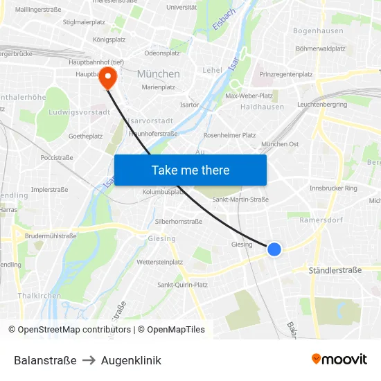 Balanstraße to Augenklinik map