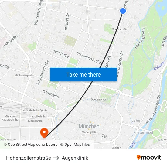 Hohenzollernstraße to Augenklinik map