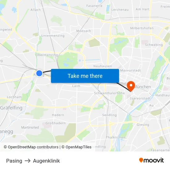 Pasing to Augenklinik map