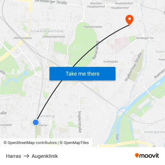 Harras to Augenklinik map