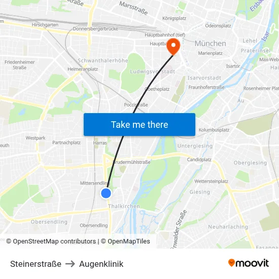 Steinerstraße to Augenklinik map