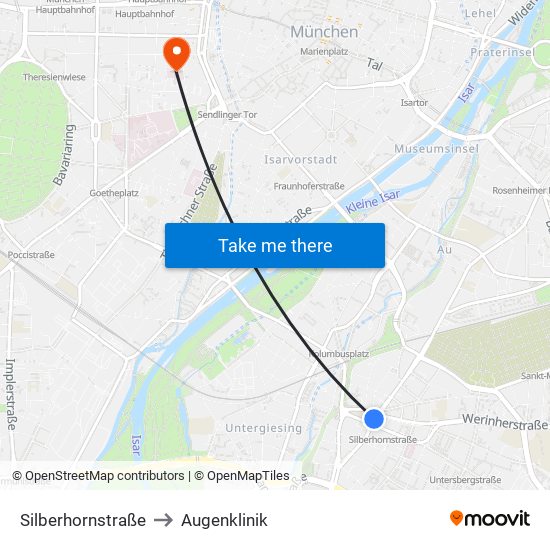 Silberhornstraße to Augenklinik map