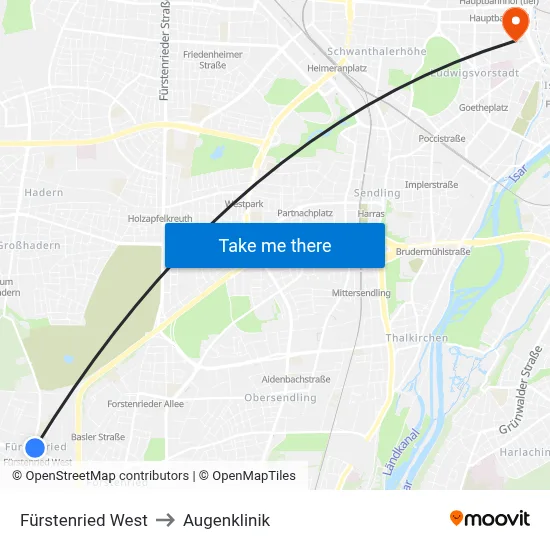Fürstenried West to Augenklinik map