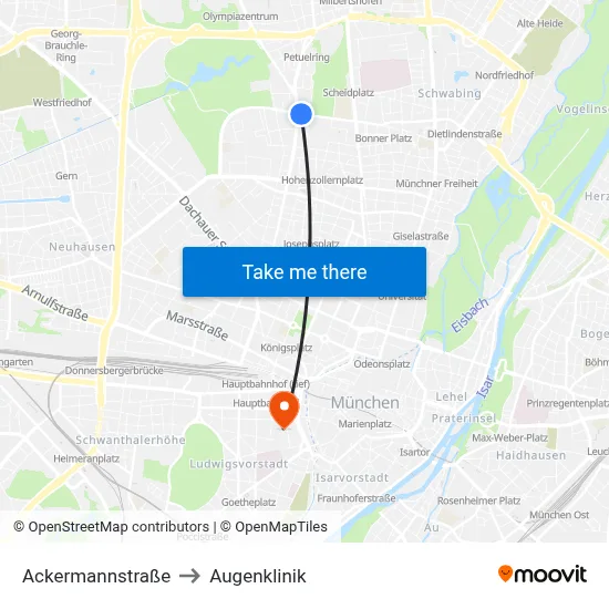 Ackermannstraße to Augenklinik map
