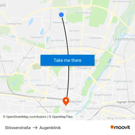 Stösserstraße to Augenklinik map