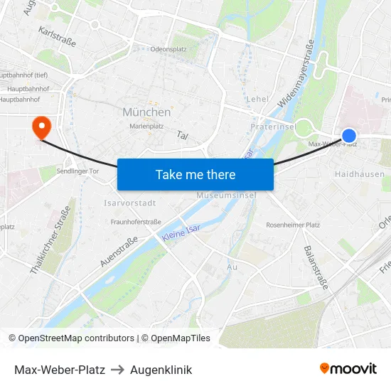 Max-Weber-Platz to Augenklinik map