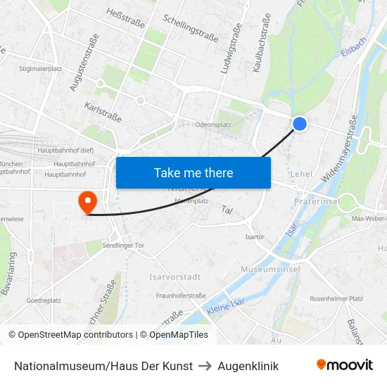 Nationalmuseum/Haus Der Kunst to Augenklinik map