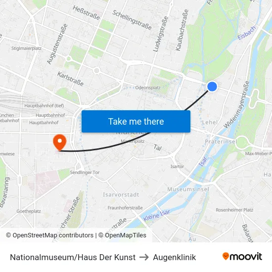 Nationalmuseum/Haus Der Kunst to Augenklinik map