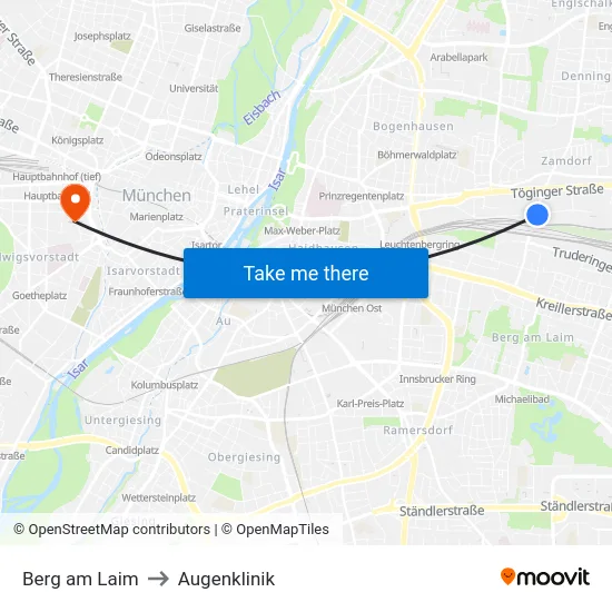 Berg am Laim to Augenklinik map