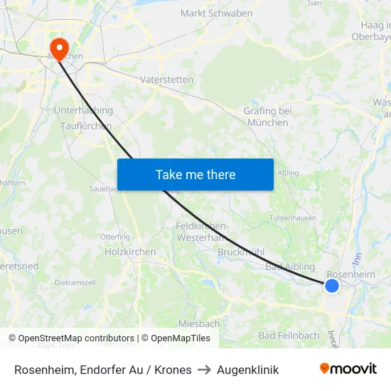 Rosenheim, Endorfer Au / Krones to Augenklinik map