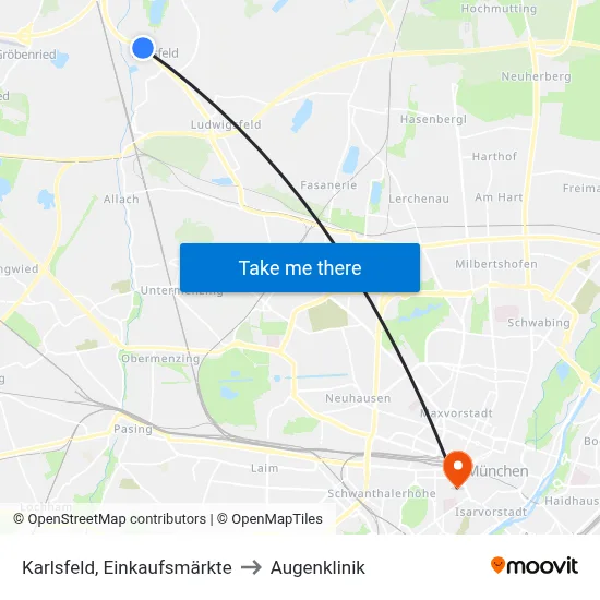 Karlsfeld, Einkaufsmärkte to Augenklinik map