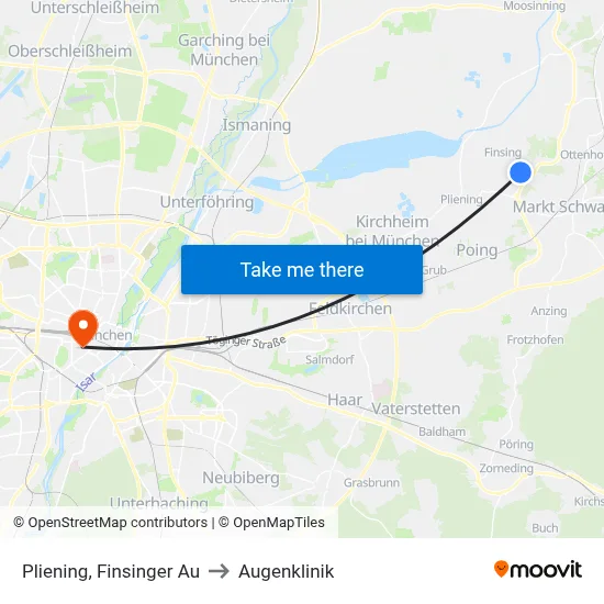 Pliening, Finsinger Au to Augenklinik map