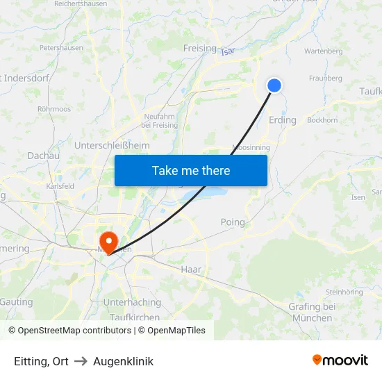 Eitting, Ort to Augenklinik map