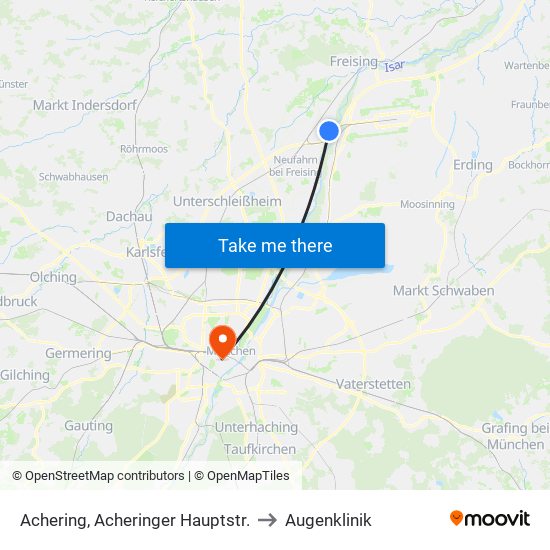Achering, Acheringer Hauptstr. to Augenklinik map