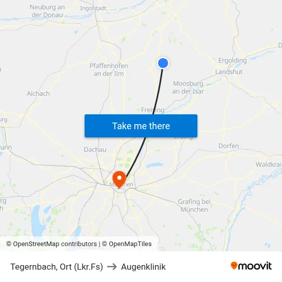 Tegernbach, Ort (Lkr.Fs) to Augenklinik map
