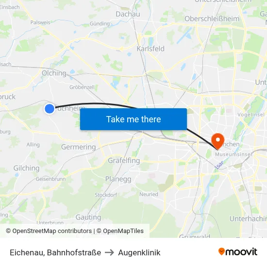 Eichenau, Bahnhofstraße to Augenklinik map