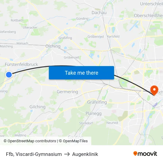 Ffb, Viscardi-Gymnasium to Augenklinik map