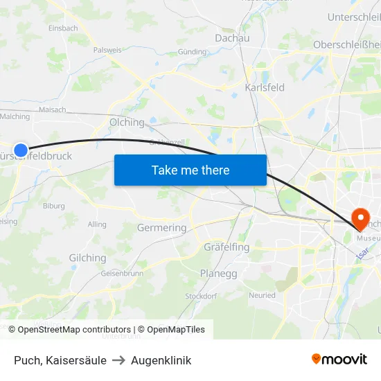 Puch, Kaisersäule to Augenklinik map