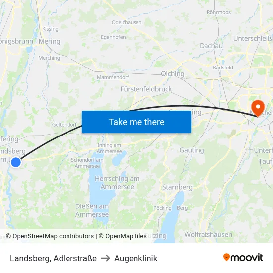 Landsberg, Adlerstraße to Augenklinik map
