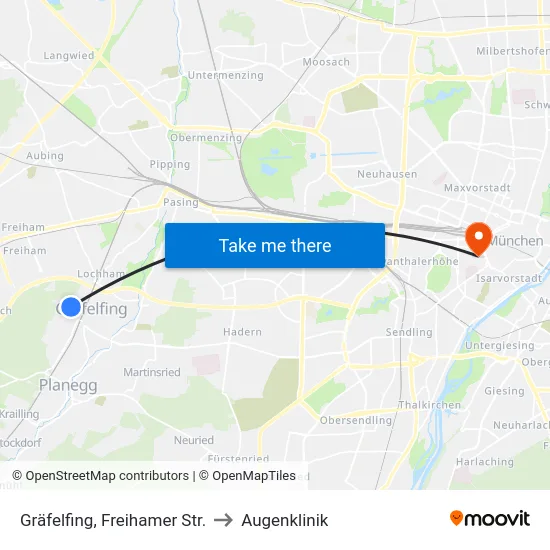 Gräfelfing, Freihamer Str. to Augenklinik map