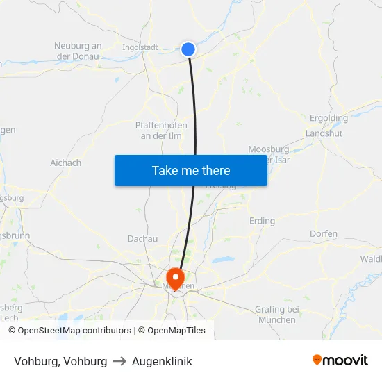 Vohburg, Vohburg to Augenklinik map