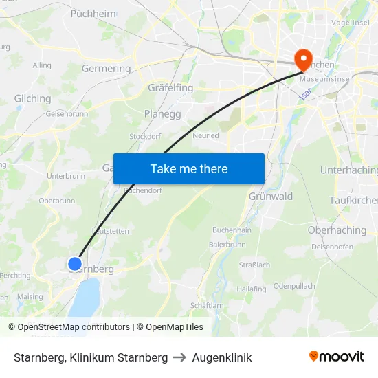 Starnberg, Klinikum Starnberg to Augenklinik map