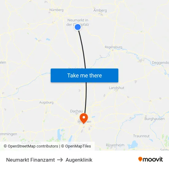 Neumarkt Finanzamt to Augenklinik map