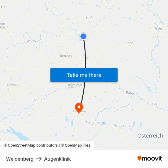 Weidenberg to Augenklinik map
