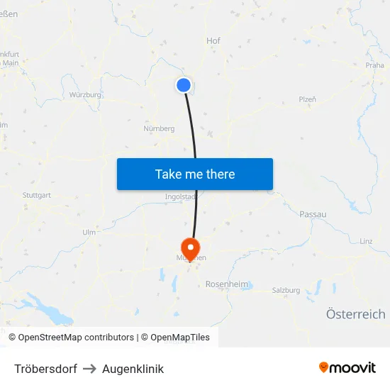 Tröbersdorf to Augenklinik map