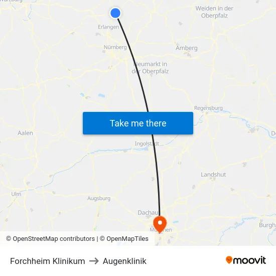 Forchheim Klinikum to Augenklinik map