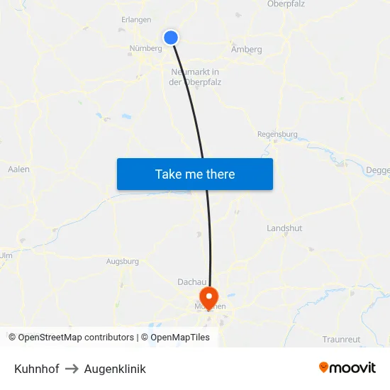 Kuhnhof to Augenklinik map