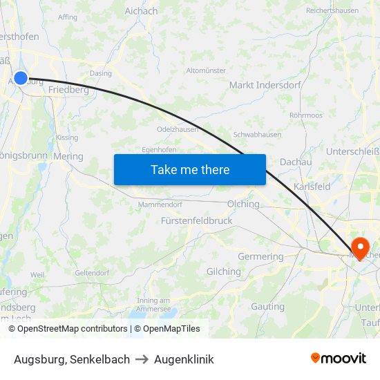 Augsburg, Senkelbach to Augenklinik map
