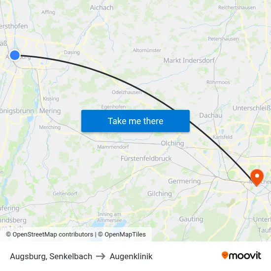 Augsburg, Senkelbach to Augenklinik map