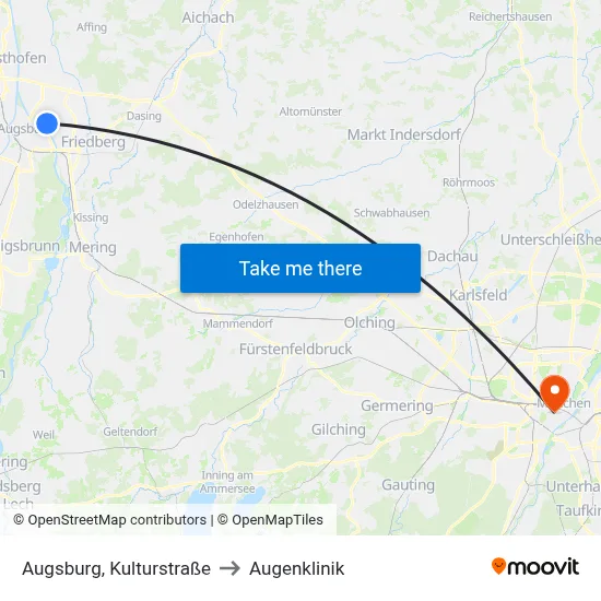 Augsburg, Kulturstraße to Augenklinik map