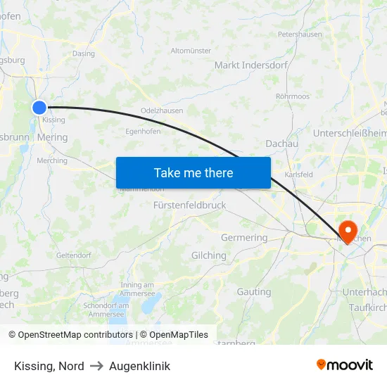 Kissing, Nord to Augenklinik map