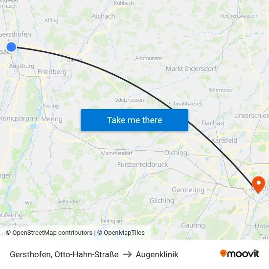Gersthofen, Otto-Hahn-Straße to Augenklinik map