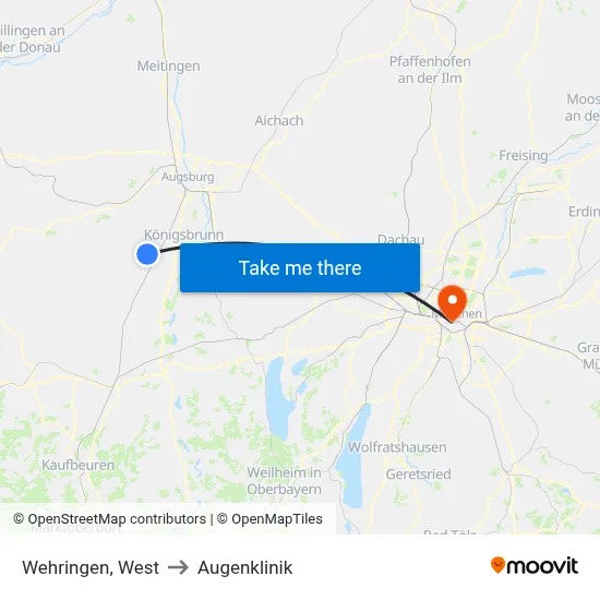 Wehringen, West to Augenklinik map