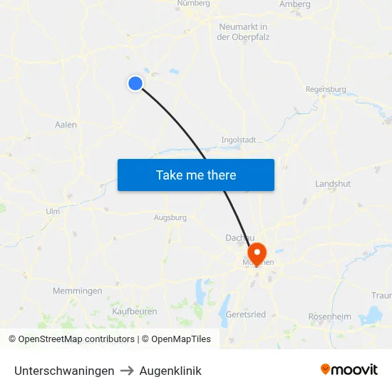 Unterschwaningen to Augenklinik map