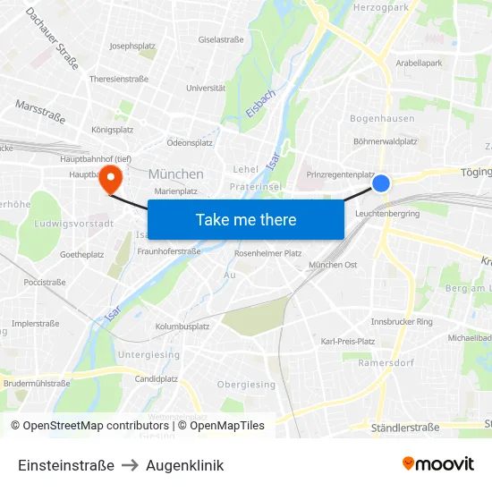 Einsteinstraße to Augenklinik map