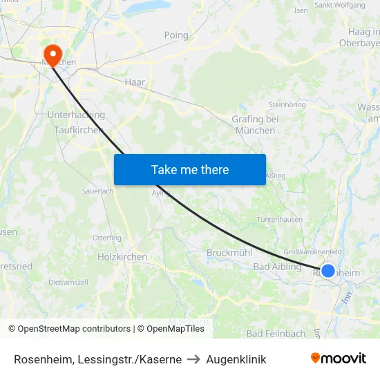 Rosenheim, Lessingstr./Kaserne to Augenklinik map