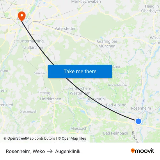 Rosenheim, Weko to Augenklinik map