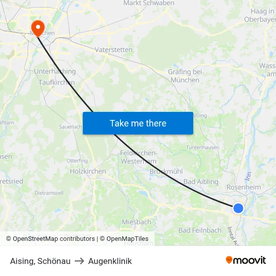 Aising, Schönau to Augenklinik map