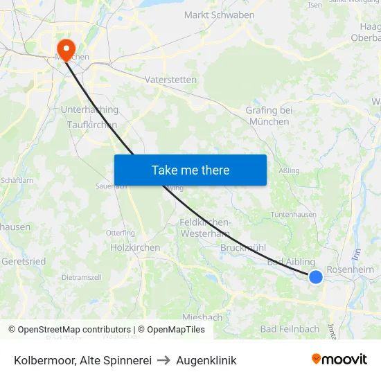 Kolbermoor, Alte Spinnerei to Augenklinik map