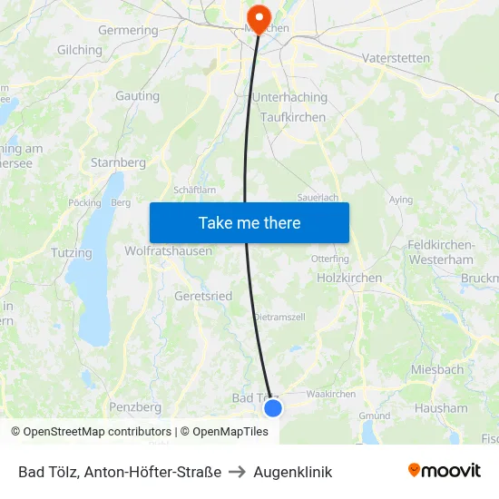 Bad Tölz, Anton-Höfter-Straße to Augenklinik map