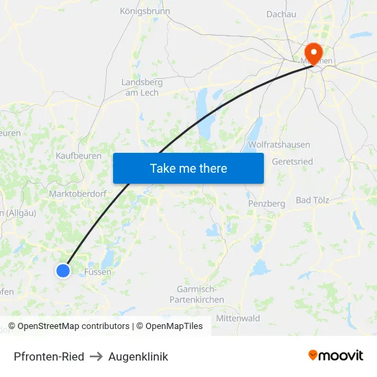 Pfronten-Ried to Augenklinik map