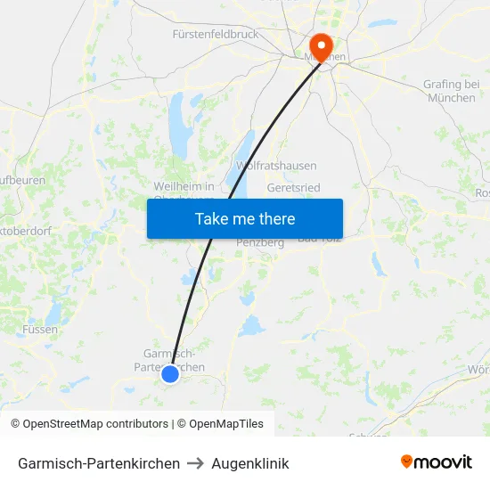 Garmisch-Partenkirchen to Augenklinik map