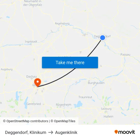 Deggendorf, Klinikum to Augenklinik map
