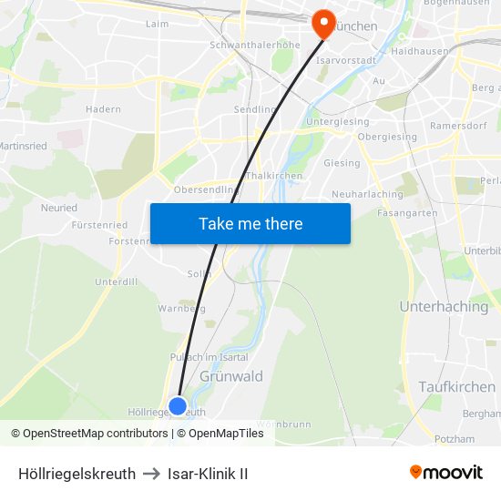 Höllriegelskreuth to Isar-Klinik II map