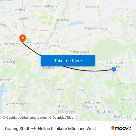 Grafing Stadt to Helios Klinikum München West map
